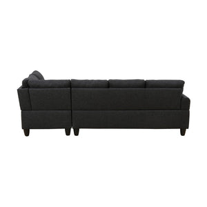 English Elm L Shaped Faux Leather Sectional Sofa with Cup Holders Nailhead Trim and Storage Ottoman Black Right W2817S00041