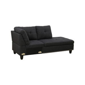 English Elm L Shaped Faux Leather Sectional Sofa with Cup Holders Nailhead Trim and Storage Ottoman Black Right W2817S00041