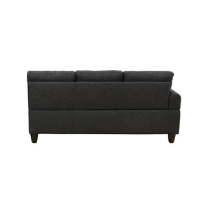 English Elm L Shaped Faux Leather Sectional Sofa with Cup Holders Nailhead Trim and Storage Ottoman Black Right W2817S00041