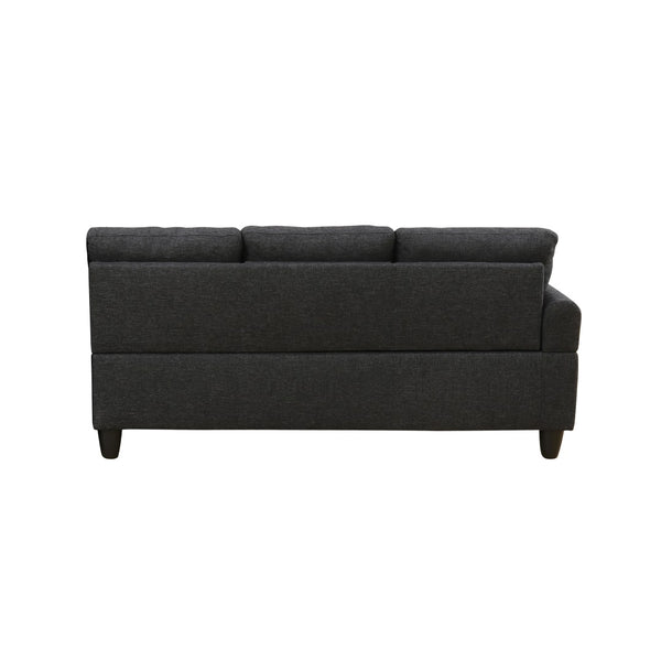 English Elm L Shaped Faux Leather Sectional Sofa with Cup Holders Nailhead Trim and Storage Ottoman Black Right W2817S00041