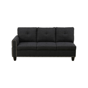 English Elm L Shaped Faux Leather Sectional Sofa with Cup Holders Nailhead Trim and Storage Ottoman Black Right W2817S00041