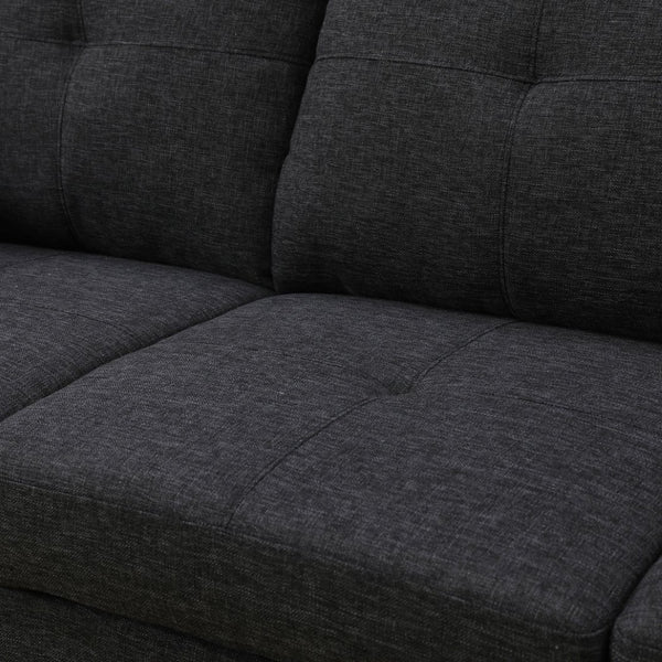 English Elm L Shaped Faux Leather Sectional Sofa with Cup Holders Nailhead Trim and Storage Ottoman Black Right W2817S00041