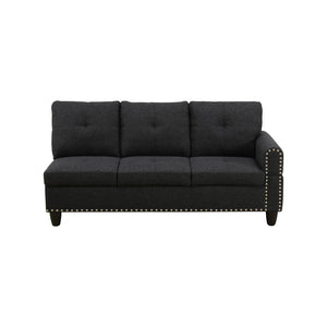 English Elm L Shaped Faux Leather Sectional Sofa with Cup Holders Nailhead Trim and Storage Ottoman Black Left W2817S00042