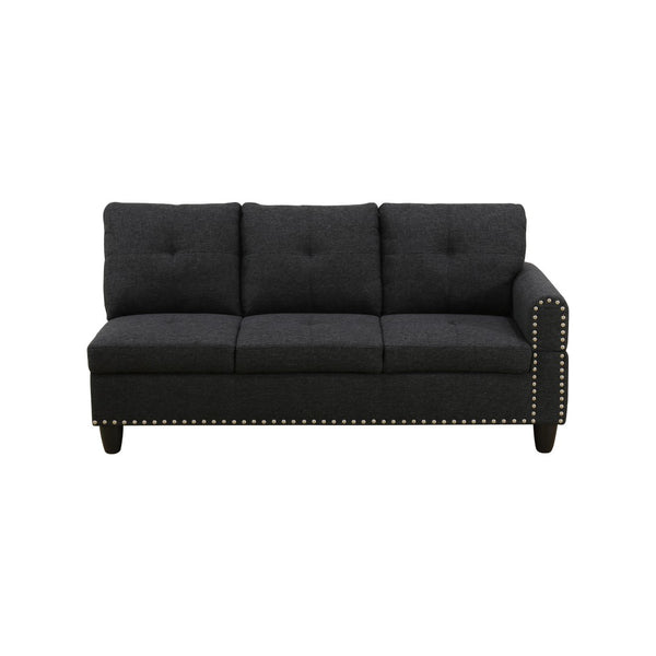 English Elm L Shaped Faux Leather Sectional Sofa with Cup Holders Nailhead Trim and Storage Ottoman Black Left W2817S00042