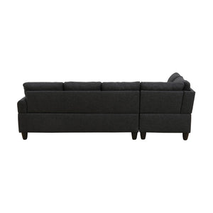 English Elm L Shaped Faux Leather Sectional Sofa with Cup Holders Nailhead Trim and Storage Ottoman Black Left W2817S00042