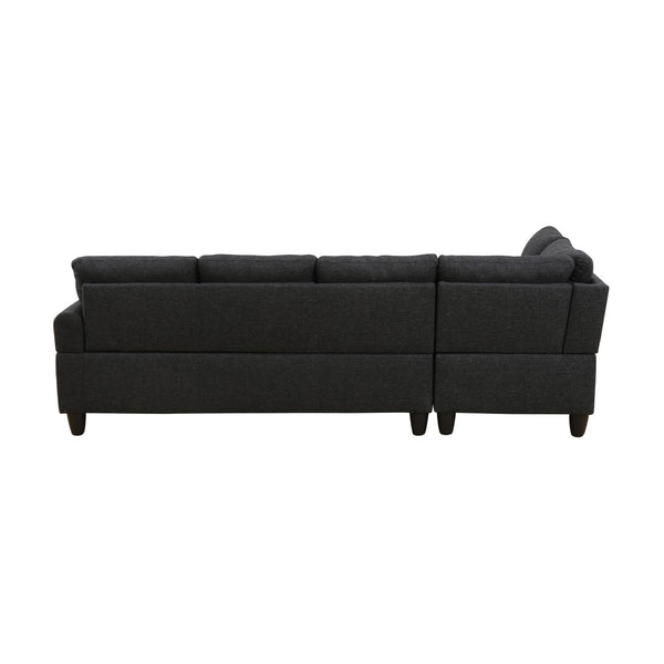 English Elm L Shaped Faux Leather Sectional Sofa with Cup Holders Nailhead Trim and Storage Ottoman Black Left W2817S00042