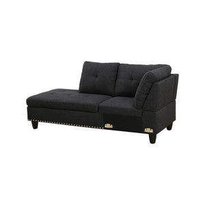 English Elm L Shaped Faux Leather Sectional Sofa with Cup Holders Nailhead Trim and Storage Ottoman Black Left W2817S00042
