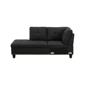 English Elm L Shaped Faux Leather Sectional Sofa with Cup Holders Nailhead Trim and Storage Ottoman Black Left W2817S00042