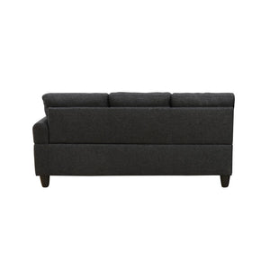 English Elm L Shaped Faux Leather Sectional Sofa with Cup Holders Nailhead Trim and Storage Ottoman Black Left W2817S00042