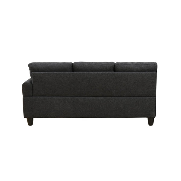 English Elm L Shaped Faux Leather Sectional Sofa with Cup Holders Nailhead Trim and Storage Ottoman Black Left W2817S00042