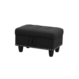 English Elm L Shaped Faux Leather Sectional Sofa with Cup Holders Tufted Nailhead Living Room Black Left W2817S00043