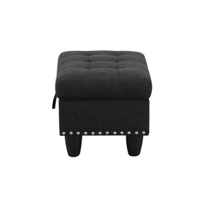 English Elm L Shaped Faux Leather Sectional Sofa with Cup Holders Tufted Nailhead Living Room Black Left W2817S00043