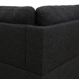 English Elm L Shaped Faux Leather Sectional Sofa with Cup Holders Tufted Nailhead Living Room Black Left W2817S00043