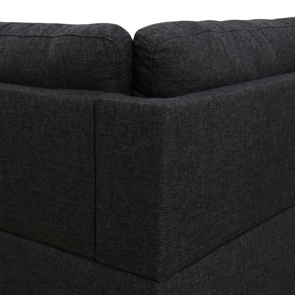 English Elm L Shaped Faux Leather Sectional Sofa with Cup Holders Tufted Nailhead Living Room Black Left W2817S00043