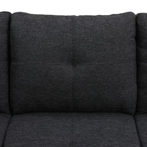 English Elm L Shaped Faux Leather Sectional Sofa with Cup Holders Tufted Nailhead Living Room Black Left W2817S00043