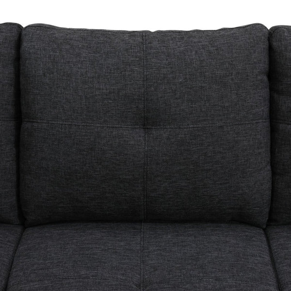English Elm L Shaped Faux Leather Sectional Sofa with Cup Holders Tufted Nailhead Living Room Black Left W2817S00043