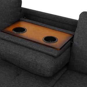 English Elm L Shaped Faux Leather Sectional Sofa with Cup Holders Tufted Nailhead Living Room Black Left W2817S00043