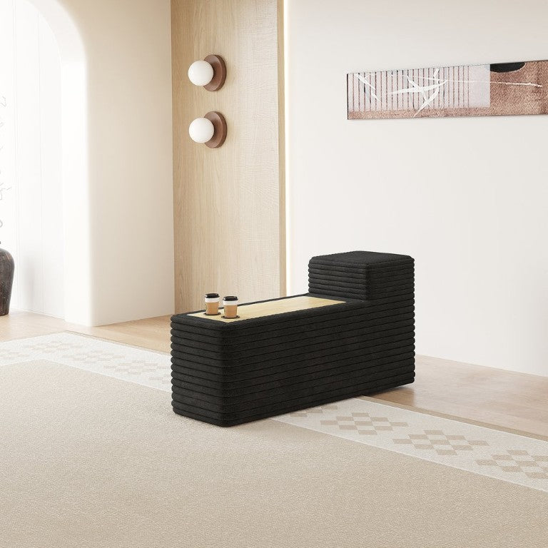 English Elm Y119 Lacquered Sofa Side Table Slim Matte Panel for Sectional Living Room Setups Black W2824P305334