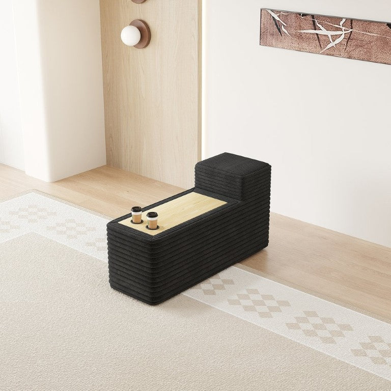 English Elm Y119 Lacquered Sofa Side Table Slim Matte Panel for Sectional Living Room Setups Black W2824P305334