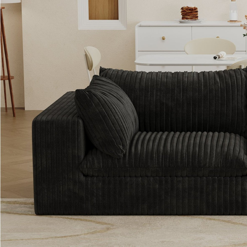 English Elm Cloud Modular Sofa Deep Seat Corduroy Upholstered Sectional for Living Room Lounge W2824P324519