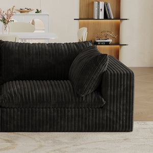 English Elm Cloud Modular Sofa Deep Seat Corduroy Upholstered Sectional for Living Room Lounge W2824P324519