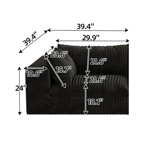 English Elm Cloud Modular Sofa Deep Seat Corduroy Upholstered Sectional for Living Room Lounge W2824P324519