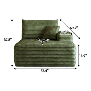 English Elm Y119-l-sleeper-green Corduroy Sectional Sofa Left Chaise Lounge for Living Room W2824P338983