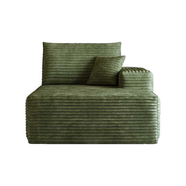 English Elm Y119-l-sleeper-green Corduroy Sectional Sofa Left Chaise Lounge for Living Room W2824P338983