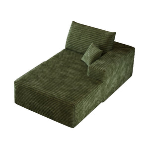 English Elm Y119-l-sleeper-green Corduroy Sectional Sofa Left Chaise Lounge for Living Room W2824P338983