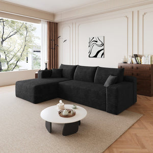 English Elm 95 Inch U Shaped Cloud Sectional in Plush Corduroy for Modern Living Rooms W2824P427483