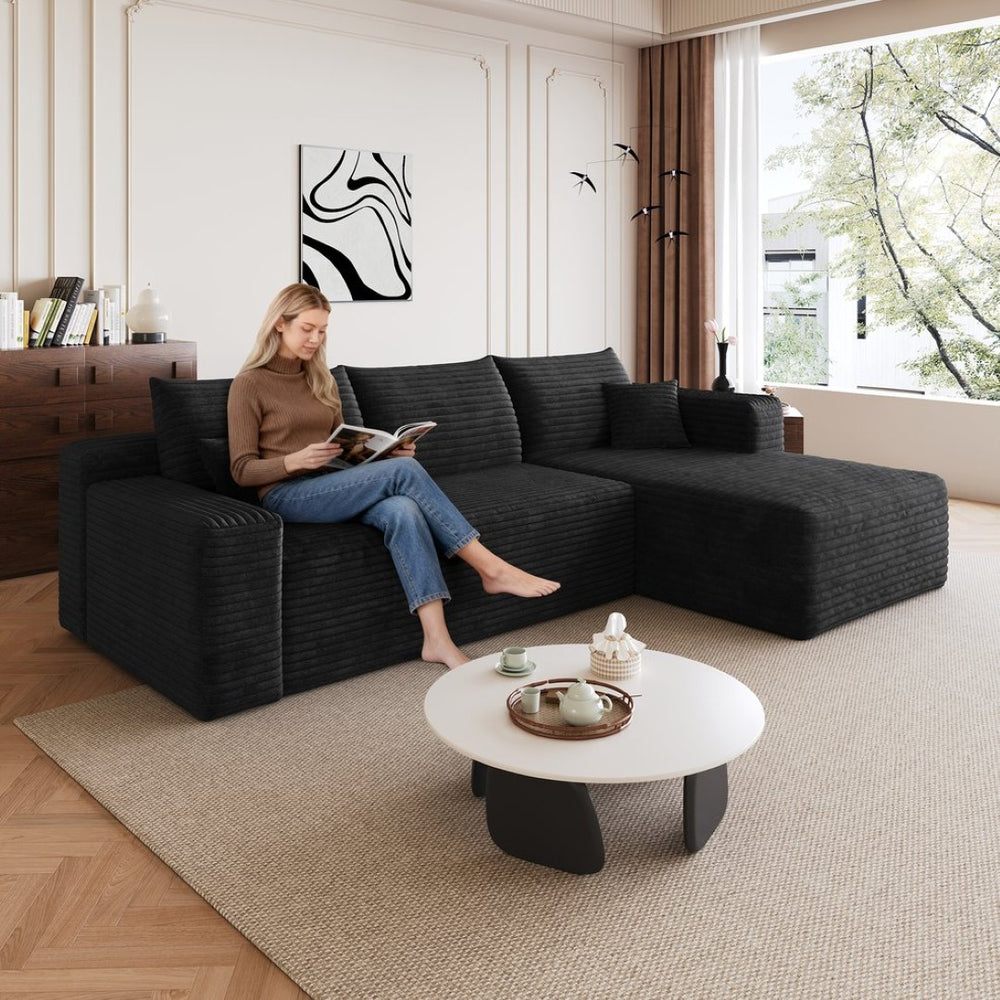 English Elm 95 Inch U Shaped Cloud Sectional in Plush Corduroy for Spacious Living Rooms W2824P427484