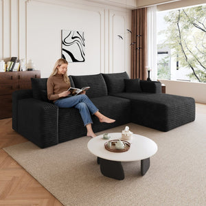 English Elm 95 Inch U Shaped Cloud Sectional in Plush Corduroy for Spacious Living Rooms W2824P427484