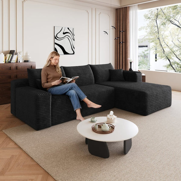English Elm 95 Inch U Shaped Cloud Sectional in Plush Corduroy for Spacious Living Rooms W2824P427484