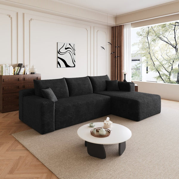 English Elm 95 Inch U Shaped Cloud Sectional in Plush Corduroy for Spacious Living Rooms W2824P427484