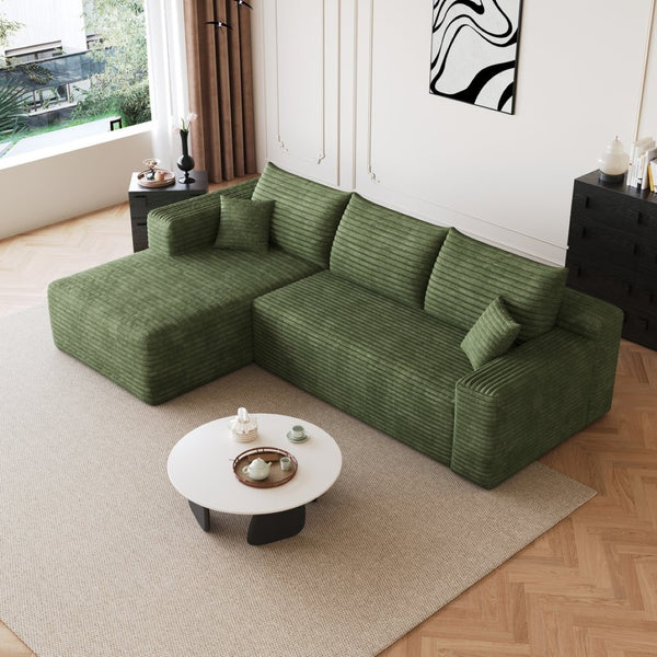 English Elm 95 Inch Cloud Sectional in Plush Corduroy Deep Seat U Shaped Living Room Sofa W2824P427531
