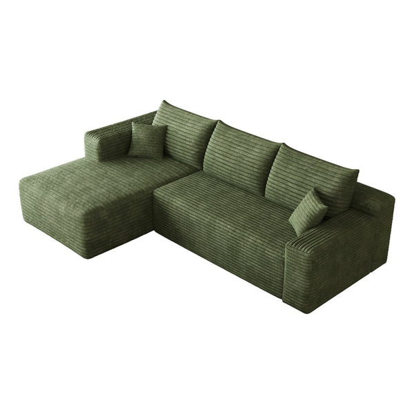 English Elm 95 Inch Cloud Sectional in Plush Corduroy Deep Seat U Shaped Living Room Sofa W2824P427531