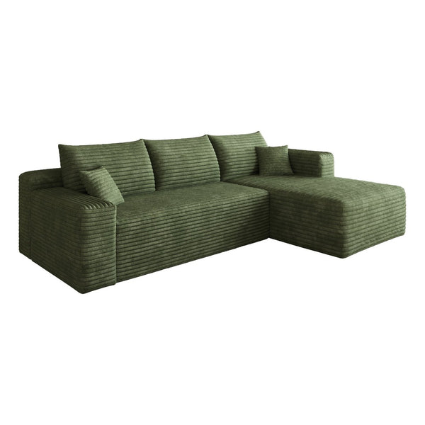 English Elm 95 Inch U Shaped Cloud Sectional in Moss Green Corduroy Plush Fabric No Assembly W2824P427532