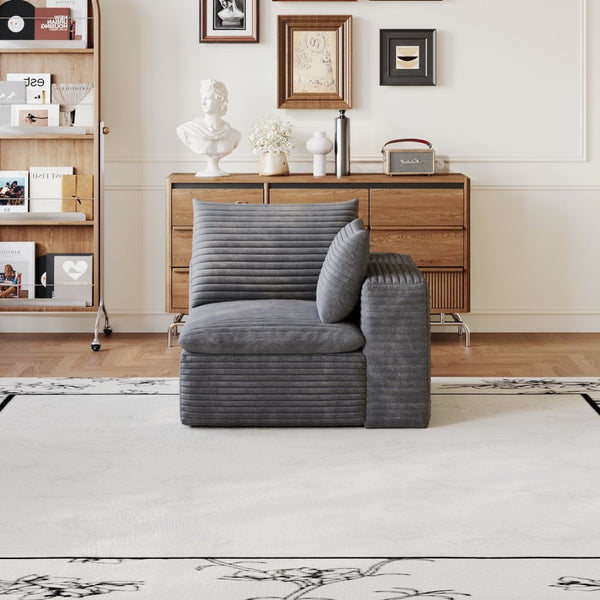 English Elm 1 Armrest Modular Seat Plush Cotton Upholstered High Density Foam Living Room Accent Dark Grey W2824P447631