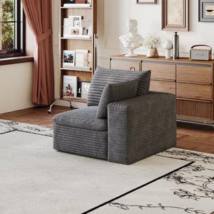 English Elm 1 Armrest Modular Seat Plush Cotton Upholstered High Density Foam Living Room Accent Dark Grey W2824P447631