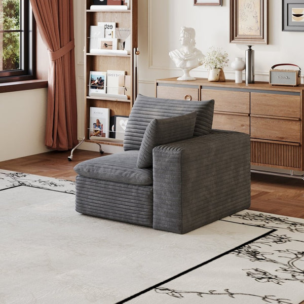 English Elm 1 Armrest Modular Seat Plush Cotton Upholstered High Density Foam Living Room Accent Dark Grey W2824P447631