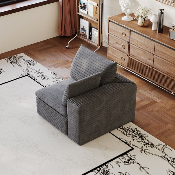 English Elm 1 Armrest Modular Seat Plush Cotton Upholstered High Density Foam Living Room Accent Dark Grey W2824P447631