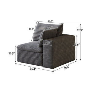 English Elm 1 Armrest Modular Seat Plush Cotton Upholstered High Density Foam Living Room Accent Dark Grey W2824P447631