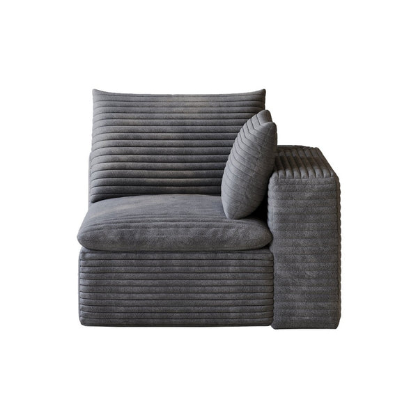 English Elm 1 Armrest Modular Seat Plush Cotton Upholstered High Density Foam Living Room Accent Dark Grey W2824P447631