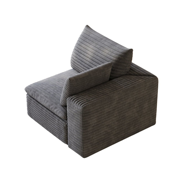 English Elm 1 Armrest Modular Seat Plush Cotton Upholstered High Density Foam Living Room Accent Dark Grey W2824P447631