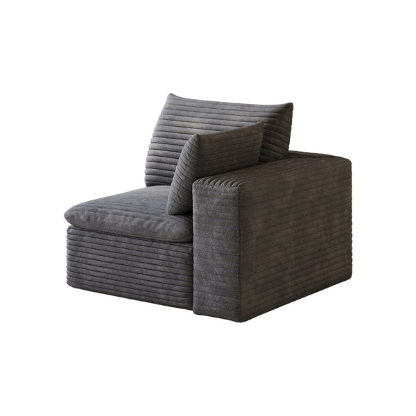English Elm 1 Armrest Modular Seat Plush Cotton Upholstered High Density Foam Living Room Accent Dark Grey W2824P447631