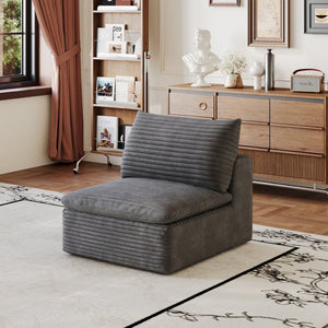 English Elm 1 Modular Middle Seat Section Soft Fabric Low Profile Sponge Fill Living Room Sofa Unit Dark Grey W2824P447642