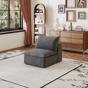 English Elm 1 Modular Middle Seat Section Soft Fabric Low Profile Sponge Fill Living Room Sofa Unit Dark Grey W2824P447642
