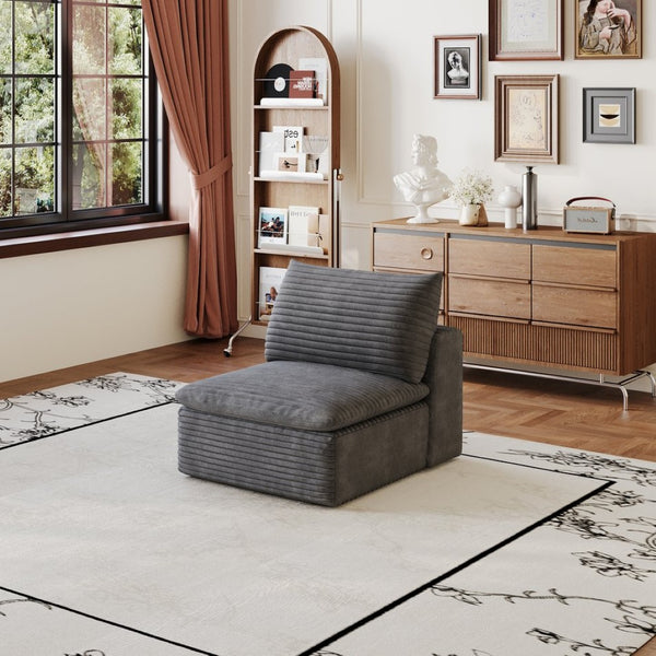 English Elm 1 Modular Middle Seat Section Soft Fabric Low Profile Sponge Fill Living Room Sofa Unit Dark Grey W2824P447642