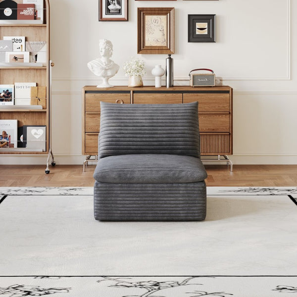 English Elm 1 Modular Middle Seat Section Soft Fabric Low Profile Sponge Fill Living Room Sofa Unit Dark Grey W2824P447642