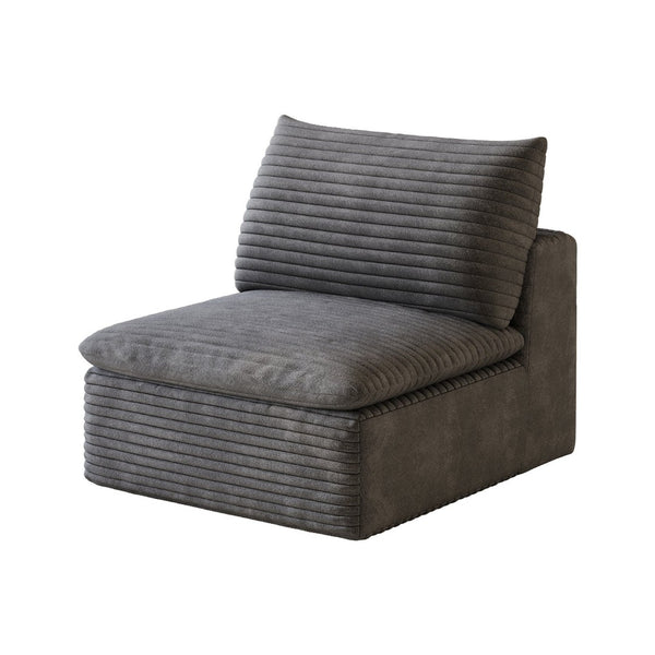English Elm 1 Modular Middle Seat Section Soft Fabric Low Profile Sponge Fill Living Room Sofa Unit Dark Grey W2824P447642
